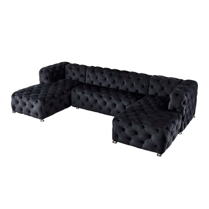U Shape Sofa Set : Sectional Black 4 Seater Sofa Set