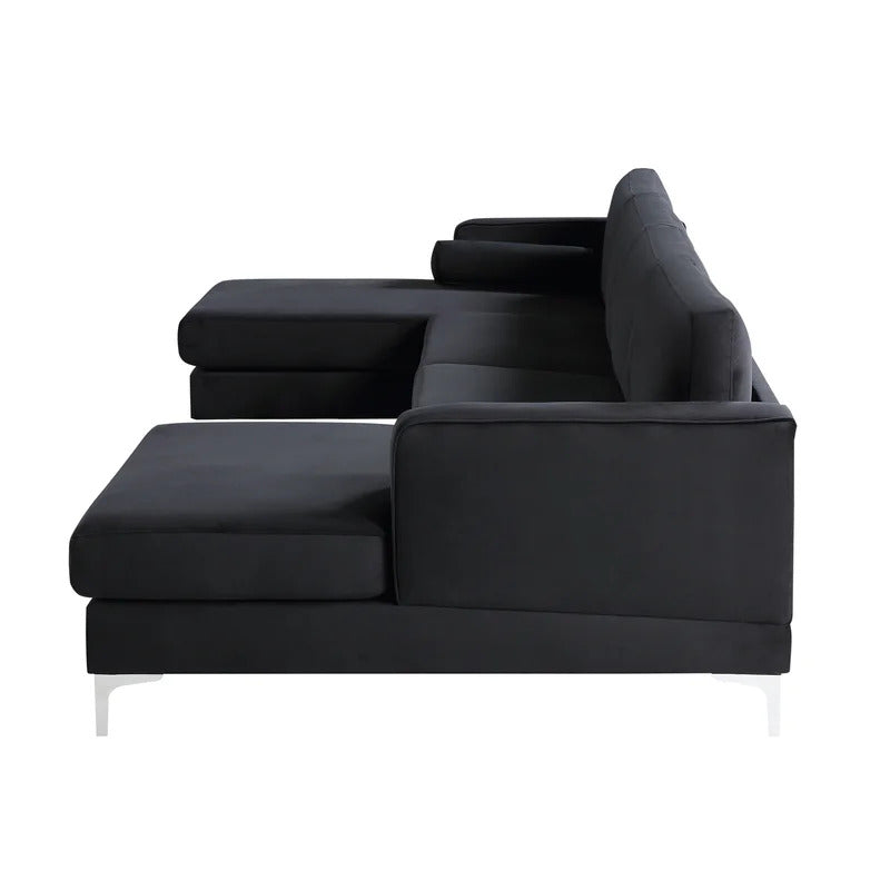 U Shape Sofa Set: Velvet Fabric Sectional Sofa Set