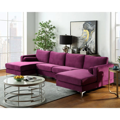  U Shape Sofa Set Velvet Upholstered Couch