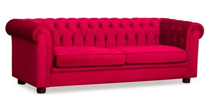 3 Seater Sofa Set:- Velvet Fabric Sofa (Cherry Red)