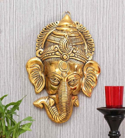 Wall Art : Aluminium Lord Ganesha Wall Art In Gold