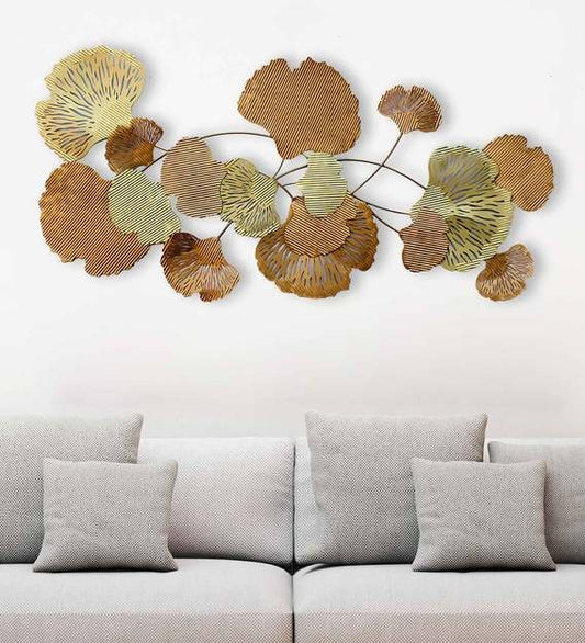 Wall Art: Gold Iron Decorative Flower Wall Art 