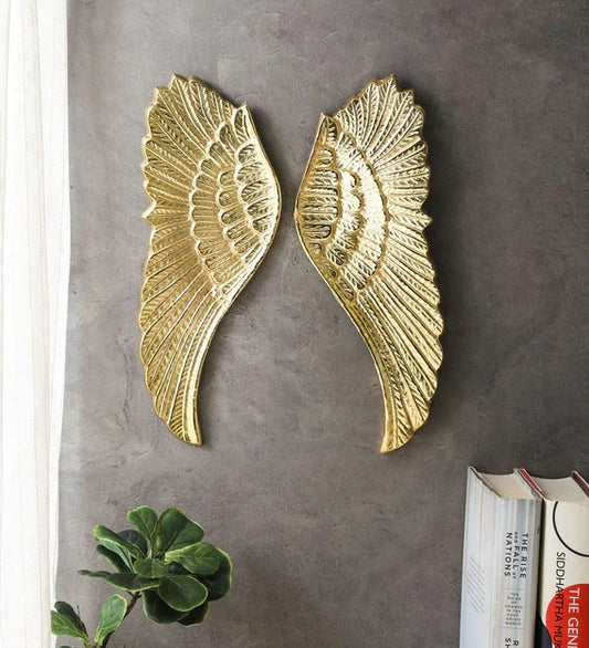 Wall Art : Golden Aluminium Feather Wall Art