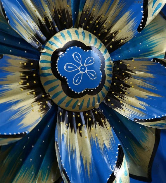 Wall Art Iron Decorative Flower Wall Art In Blue