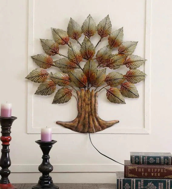 Wall Art: Iron Decorative Tree Wall Art With LED In Brown