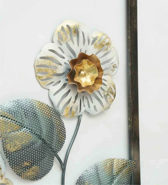 Wall Art : Iron Framed Leaf Wall Art In Gold