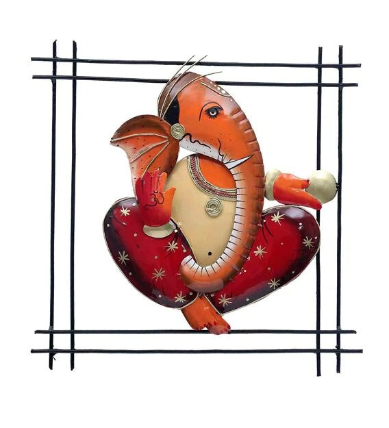 Wall Art Iron Lord Ganesha Multicolour Wall Art