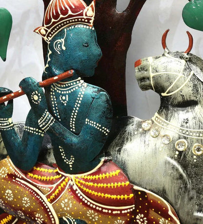 Wall Art: Iron Lord Krishna Wall Art In Multicolour