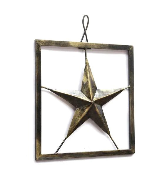 Wall Art: Iron Star Wall Art In Gold Color