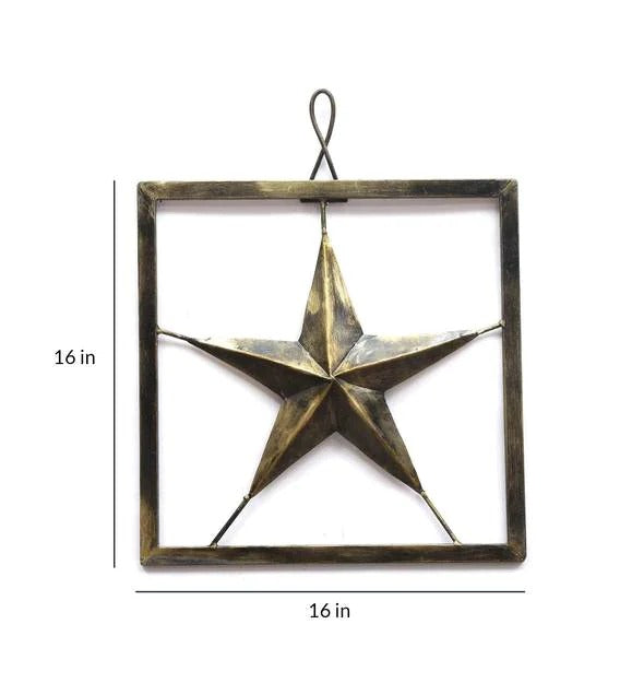 Wall Art: Iron Star Wall Art In Gold Color