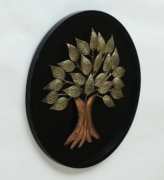 Wall Art Iron and MDF Wood Framed Tree Wall Art In Gold