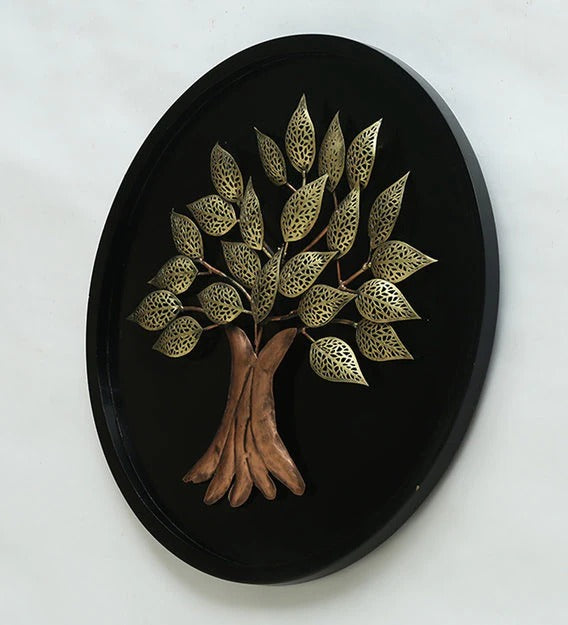 Wall Art Iron and MDF Wood Framed Tree Wall Art In Gold