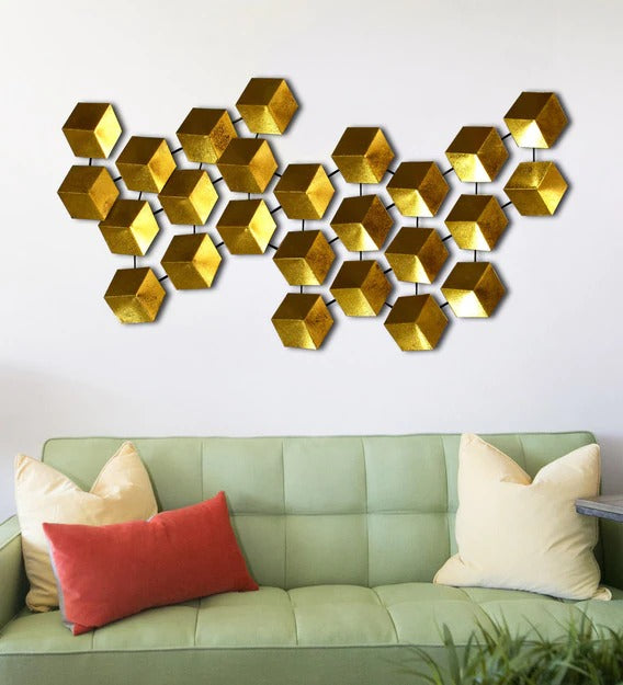 Wall Art : Wrought Iron Abstract Wall Art In Gold