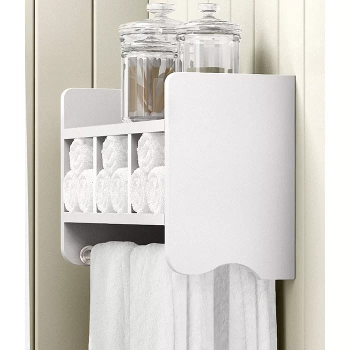 Wall Cabinets: 2 Piece Shelf with Towel Bar Bathroom Cabinet