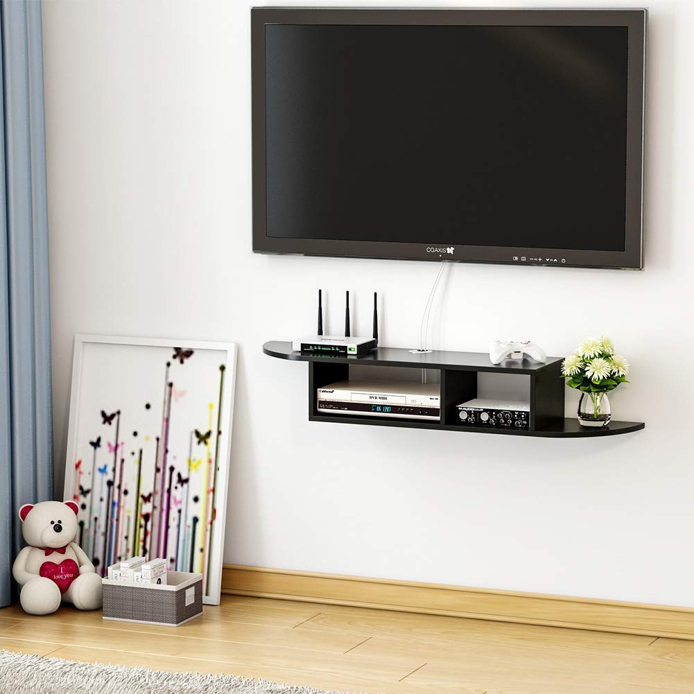 Wall Mount TV Unit: Wooden Wall Mounted TV Stand And Wall Shelf