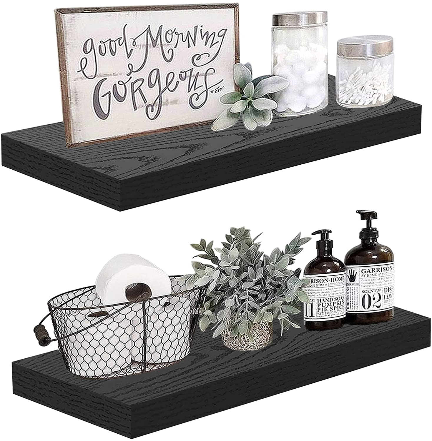 Wall Shelves: Bedroom Kitchen Living Room Mounted Shelving Set of 2 Small Modern Shelf