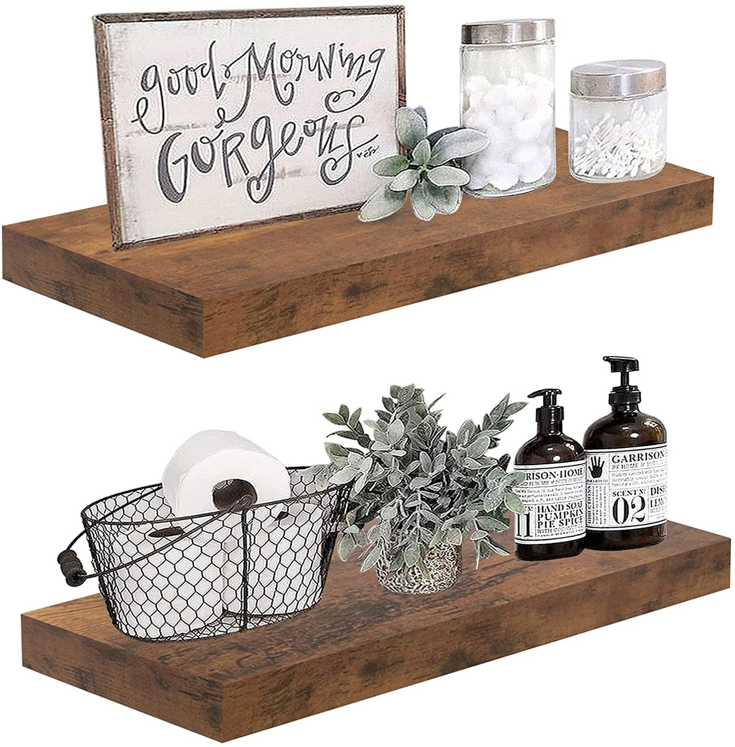 Wall Shelves: Bedroom Kitchen Living Room Mounted Shelving Set of 2 Small Modern Shelf