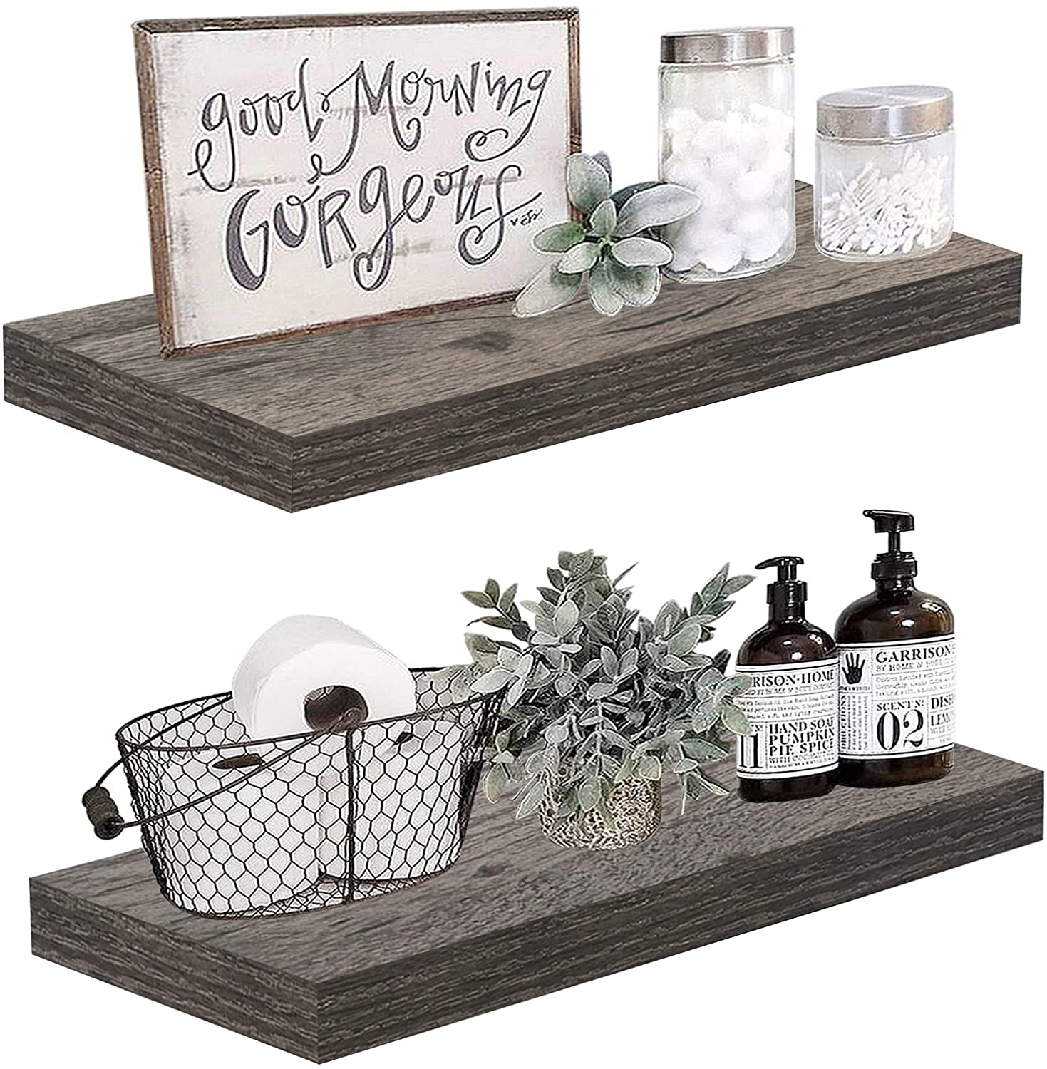 Wall Shelves Kitchen Living Room Mounted Shelving Set of 2 Small Modern Shelf