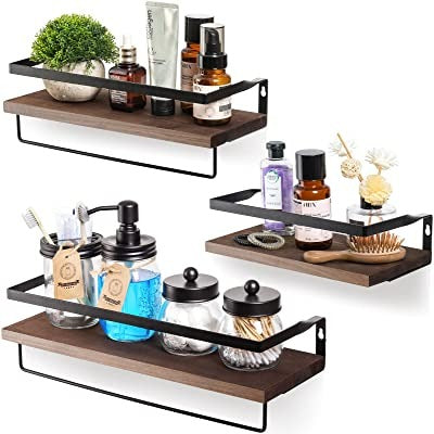 Wall Shelves Decor Accessories for Bathroom, Kitchen,Office, Over Toilet - Brown