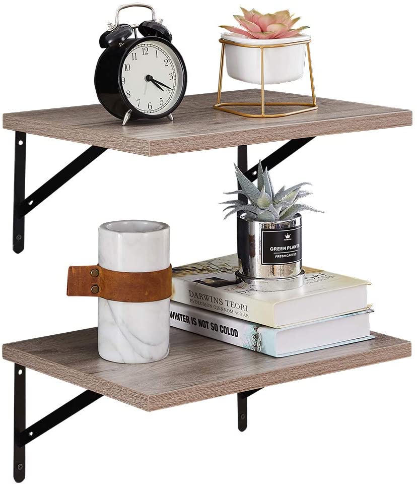 Wall Shelves Large Storage Rack for Room Kitchen Office - Cream Gray 