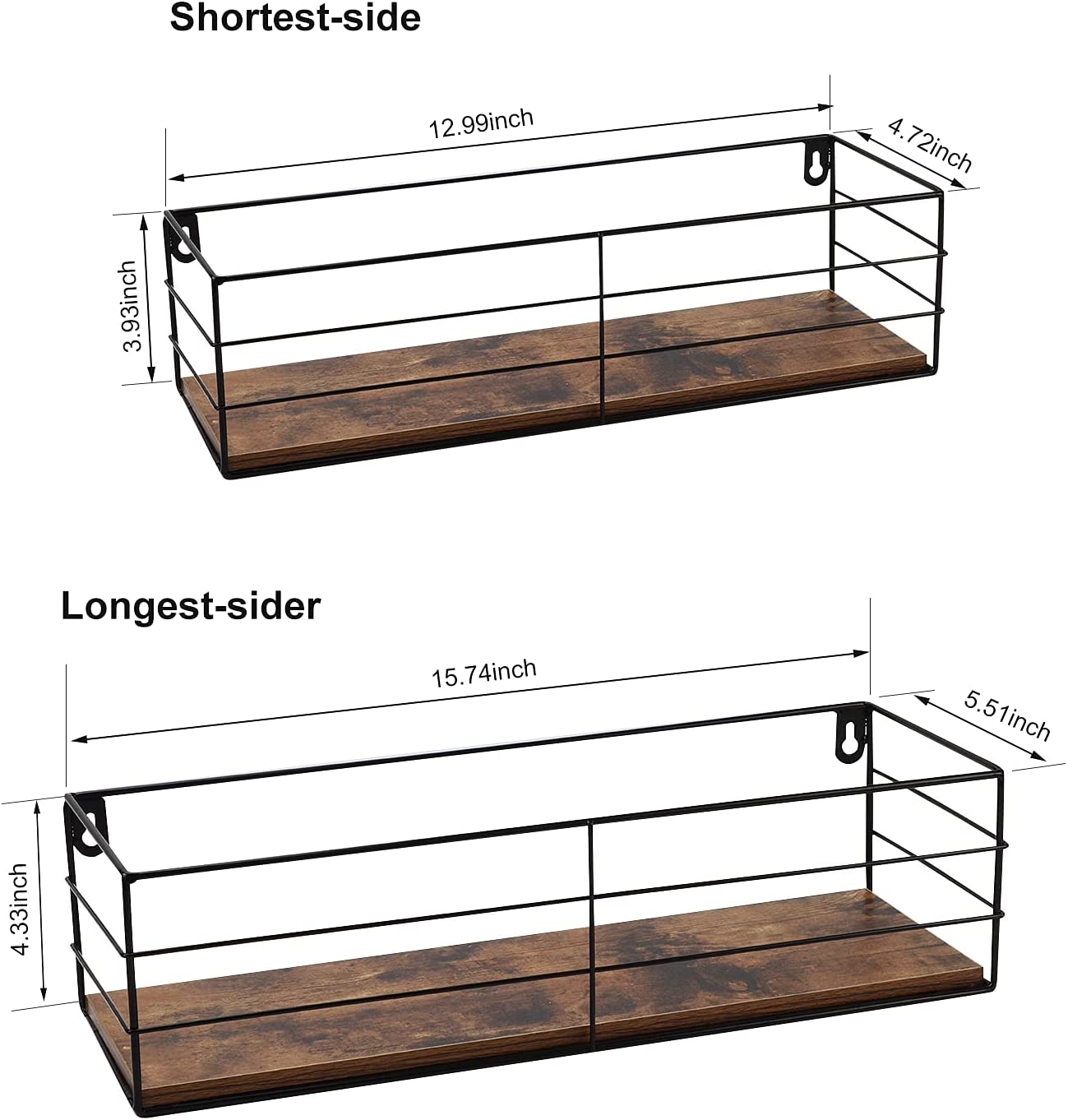 Wall Shelves: Mounted Set of 2, Hanging Storage Shelves