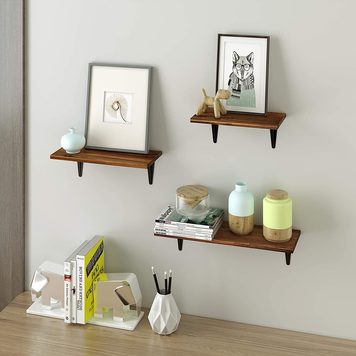Wall Shelves: Organizer Set of 3 for Living Room, Bedroom, Kitchen, Bathroom, Office