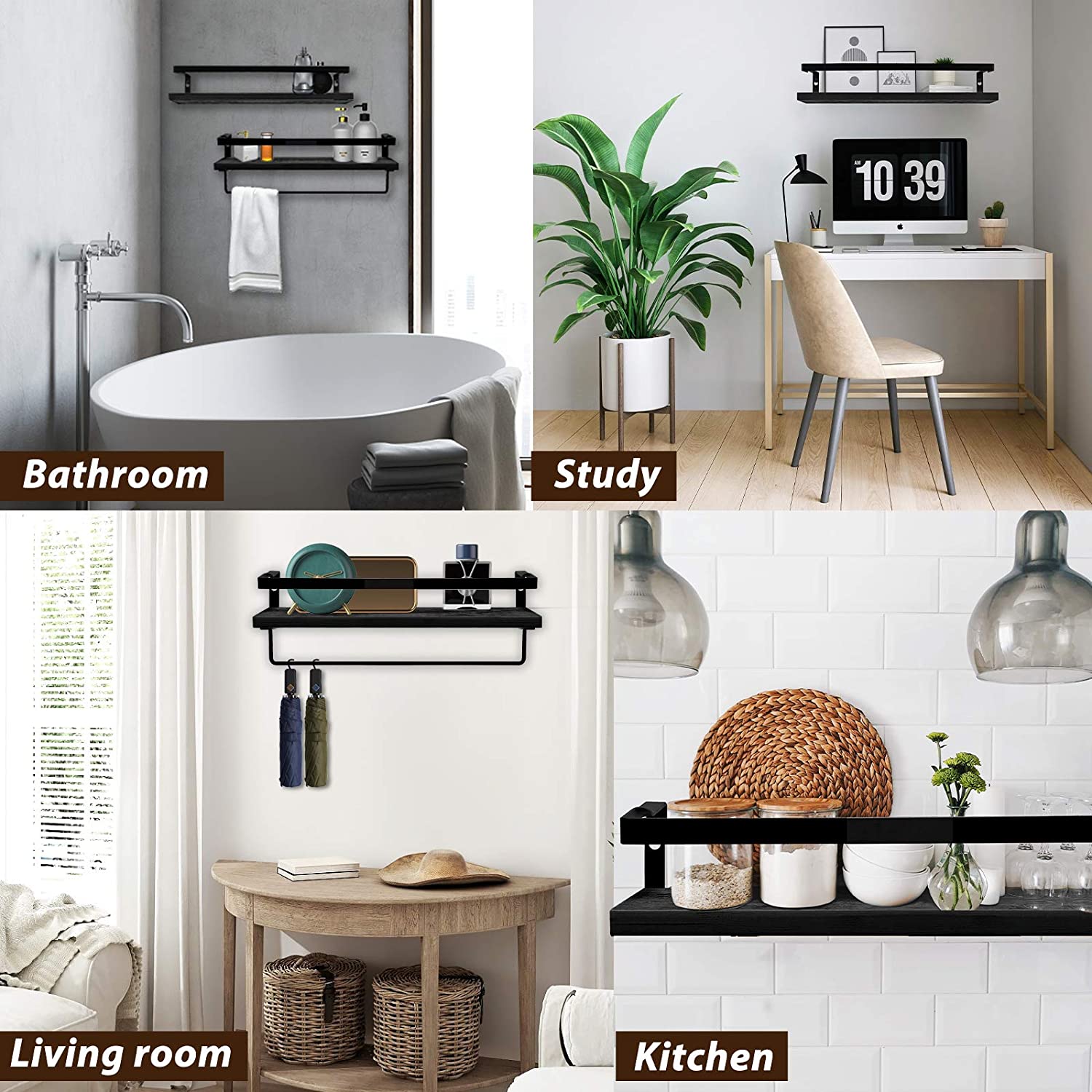 Wall Shelves: Towel Holder, Living Room, Kitchen and Bedroom Bathroom Shelves Wall