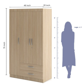 Wardrobe : 3 Door Wardrobe (In Maple Finish)