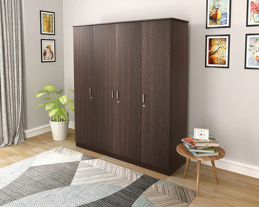 Wardrobe: Engineered Wood 4 Door Wardrobe With Drawer (Wenge)