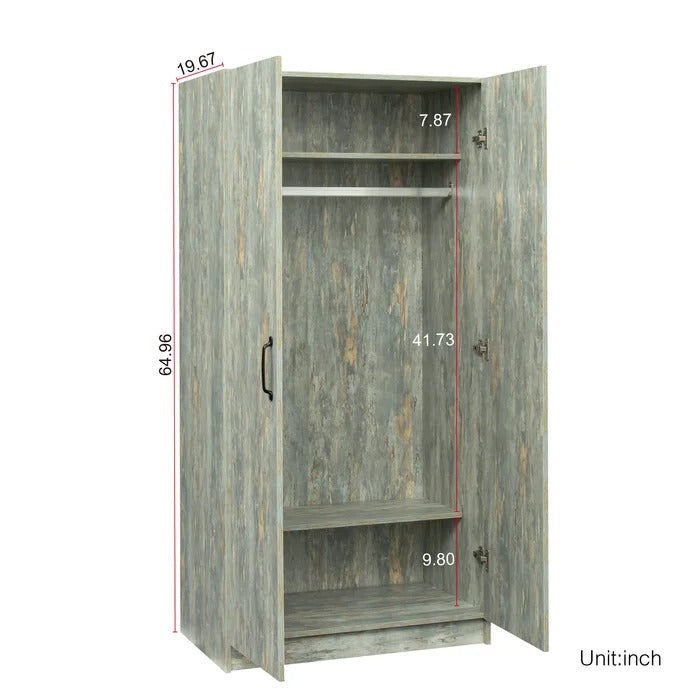 Wardrobe High Wardrobe And Kitchen Cabinet With 2 Doors,Grey