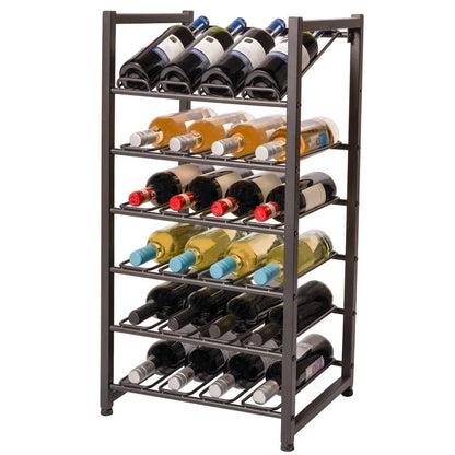 Wine Rack : 24 Bottle Floor Wine Bottle Rack in Black