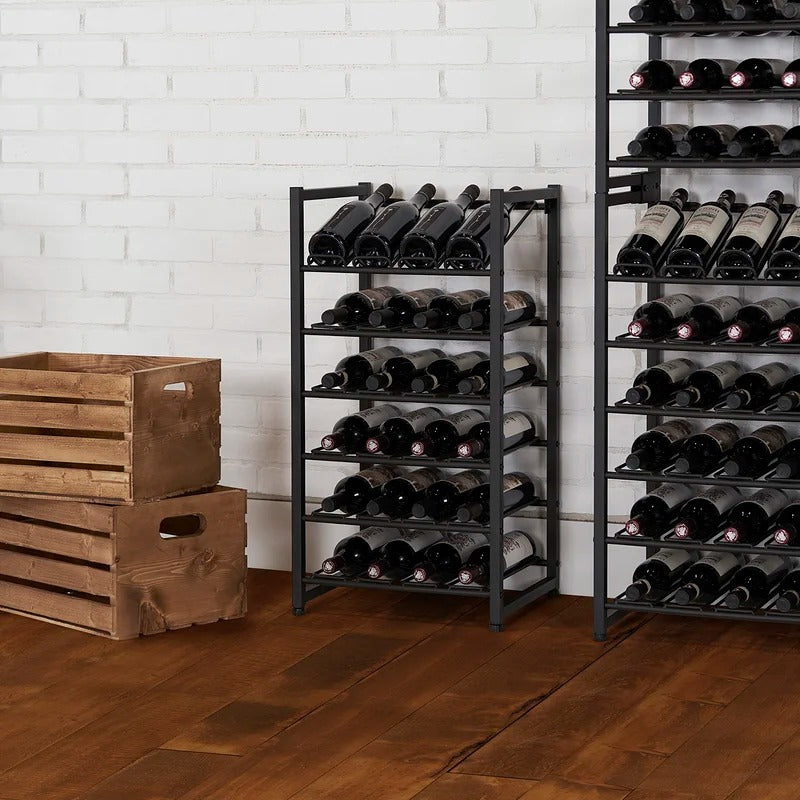 Wine Rack : 24 Bottle Floor Wine Bottle Rack in Black