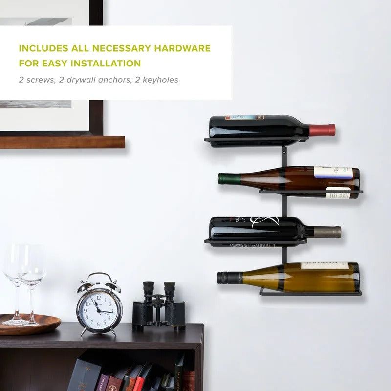 Wine Rack : Wall Mounted Wine Bottle Rack in Black