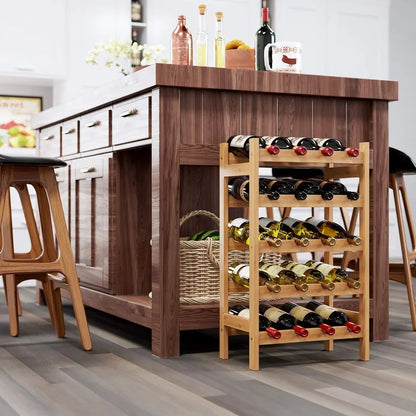 Wine Racks : 20 Bottle Solid Wood Floor Wine Bottle Rack