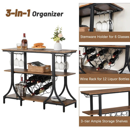 Wine Racks : Gea 12 Bottle Floor Wine Bottle & Glass Rack in Black/Brown