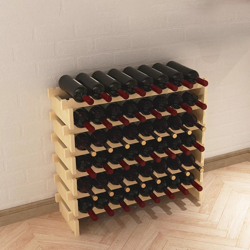 Wine Racks : Kirti Solid Wood Floor Wine Bottle Rack in Natural Wood