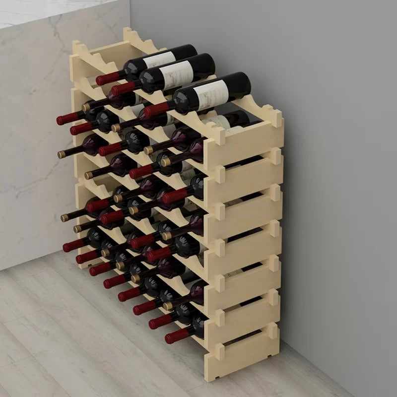 Wine Racks : Kirti Solid Wood Floor Wine Bottle Rack in Natural Wood