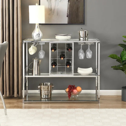 Wine Racks : Roma 12 Bottle Floor Wine Bottle & Glass Rack in Silver