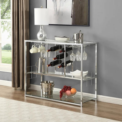 Wine Racks : Roma 12 Bottle Floor Wine Bottle & Glass Rack in Silver