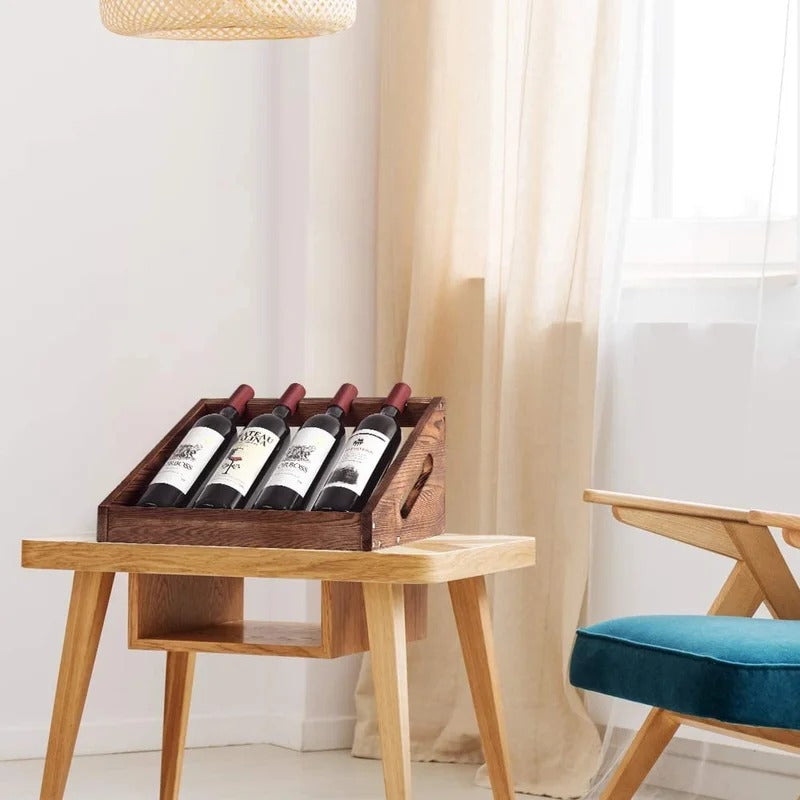 Wine Racks : Solid Wood Tabletop Wine Bottle Rack