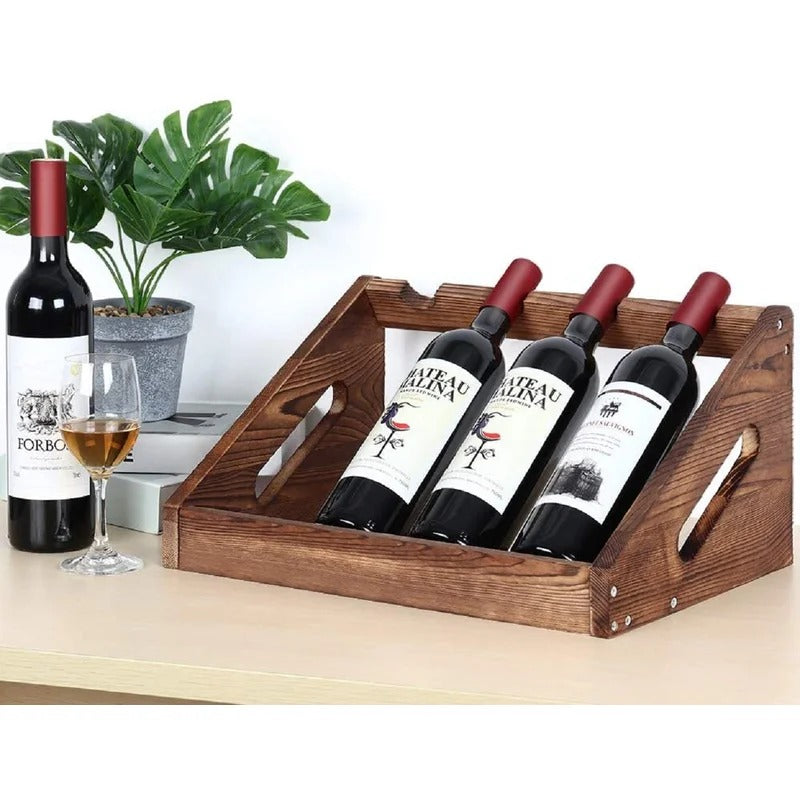 Wine Racks : Solid Wood Tabletop Wine Bottle Rack
