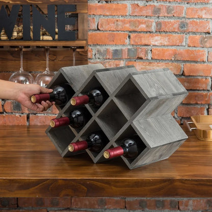Wine Racks : Solid Wood Tabletop Wine Bottle Rack in Gray