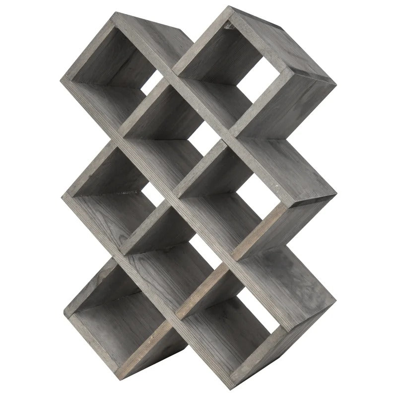 Wine Racks : Solid Wood Tabletop Wine Bottle Rack in Gray