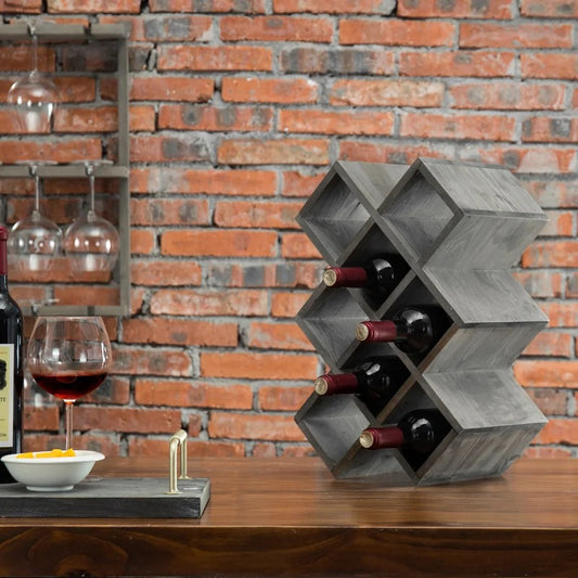Wine Racks : Solid Wood Tabletop Wine Bottle Rack in Gray