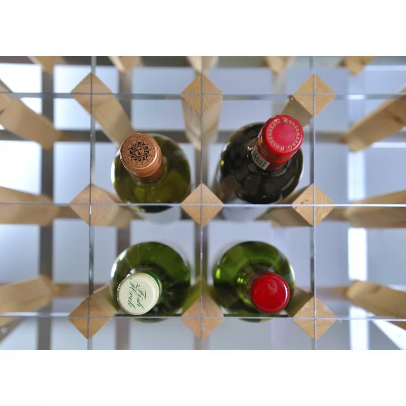 Wine Racks : Solid Wood Floor Wine Bottle Rack in Dark Oak