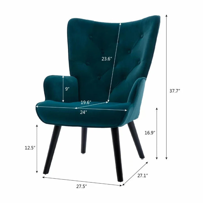 Wing Chair: 27.5'' Wide Tufted Velvet Wingback Chair