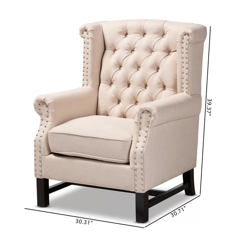 Wing Chair: 29.5'' Wide Tufted Wingback Antique Chair