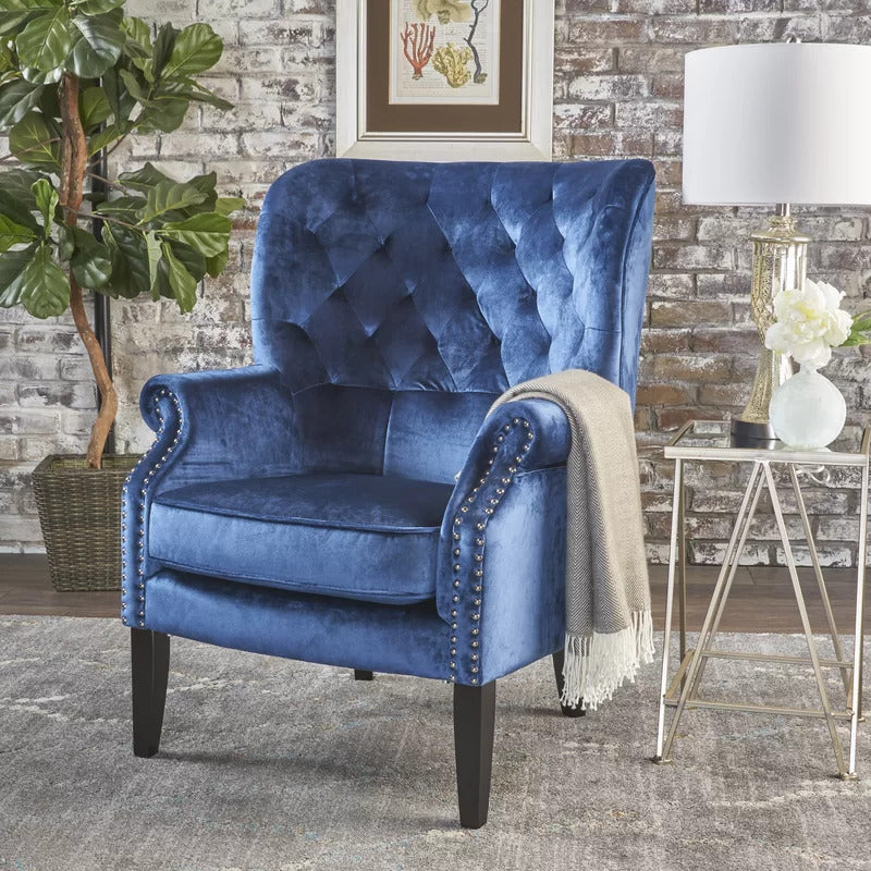 Wing Chair: 30.7'' Wide Tufted Velvet Wingback Chair