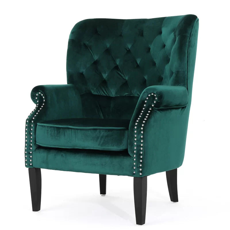 Wing Chair: 30.7'' Wide Tufted Velvet Wingback Chair