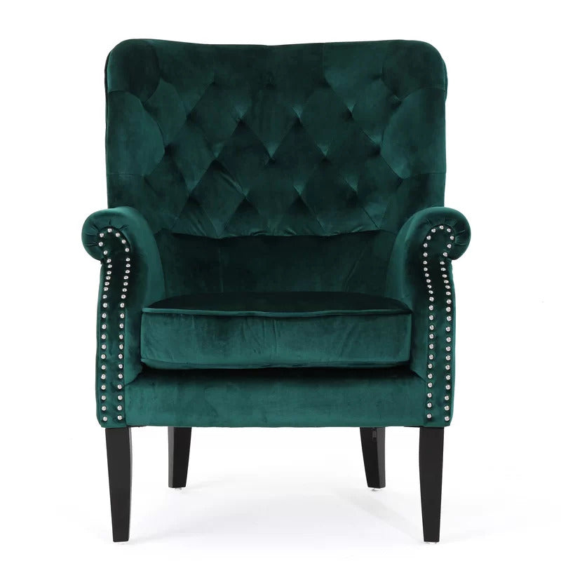 Wing Chair: 30.7'' Wide Tufted Velvet Wingback Chair